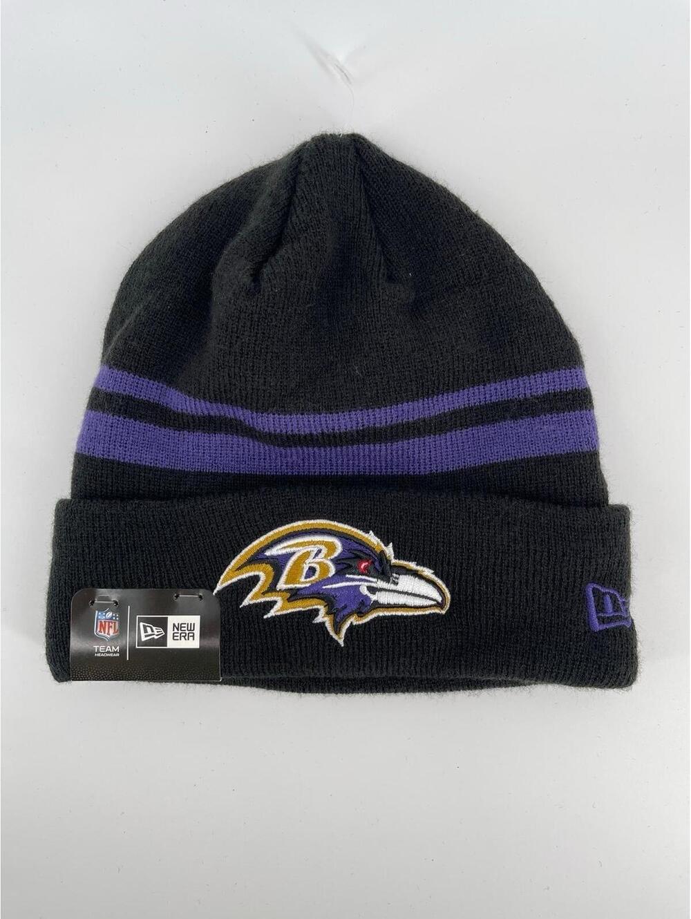 NWT New Era Baltimore Ravens Striped Beanie Black Purple